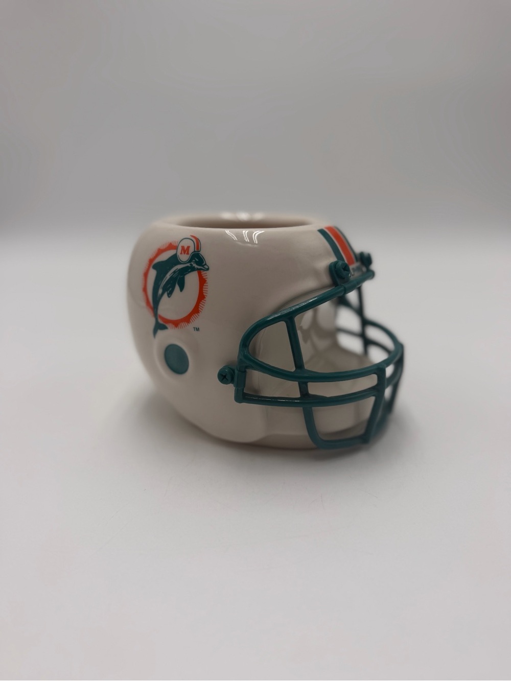 Vintage 1990 Miami Dolphins Ceramic Helmet Planter Beer Can Holder Geerlings NFL
